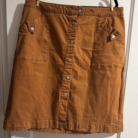 C‎ Est. 1946 Denim Skirt Women's Size 18W Orange Button Up Pockets Pre-owned - Picture 2 of 6